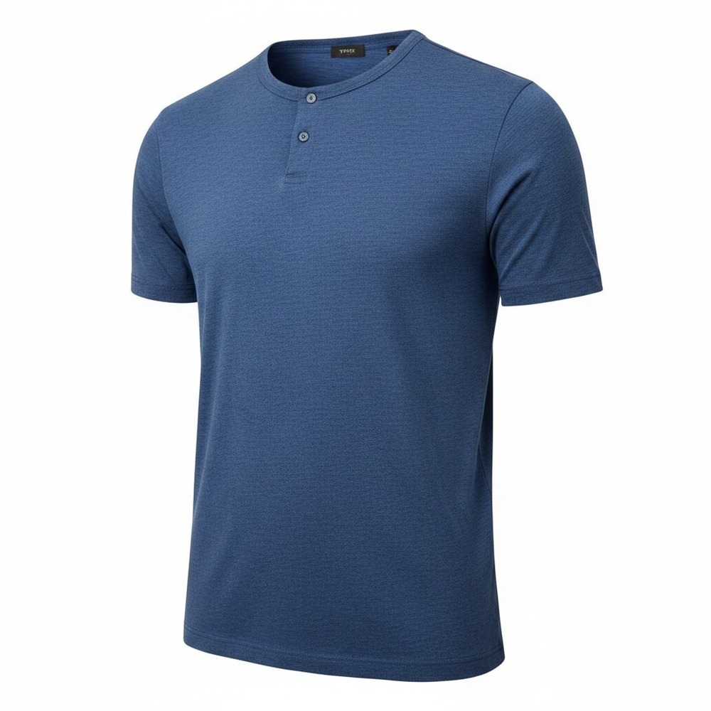 Theory Henley Shirt Mens XXL Blue Gaskell Short‎ Sleeve Modal Blend Heathered
